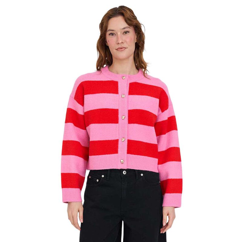 Huffer Elle Crop Stripe Cardigan image number 0